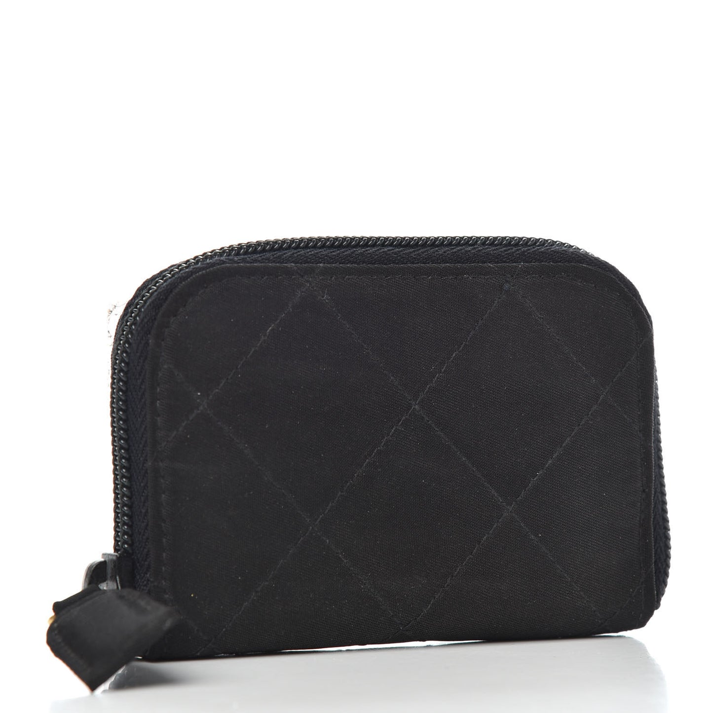 Tessuto Nylon Quilted Compact Zip Around Wallet Black