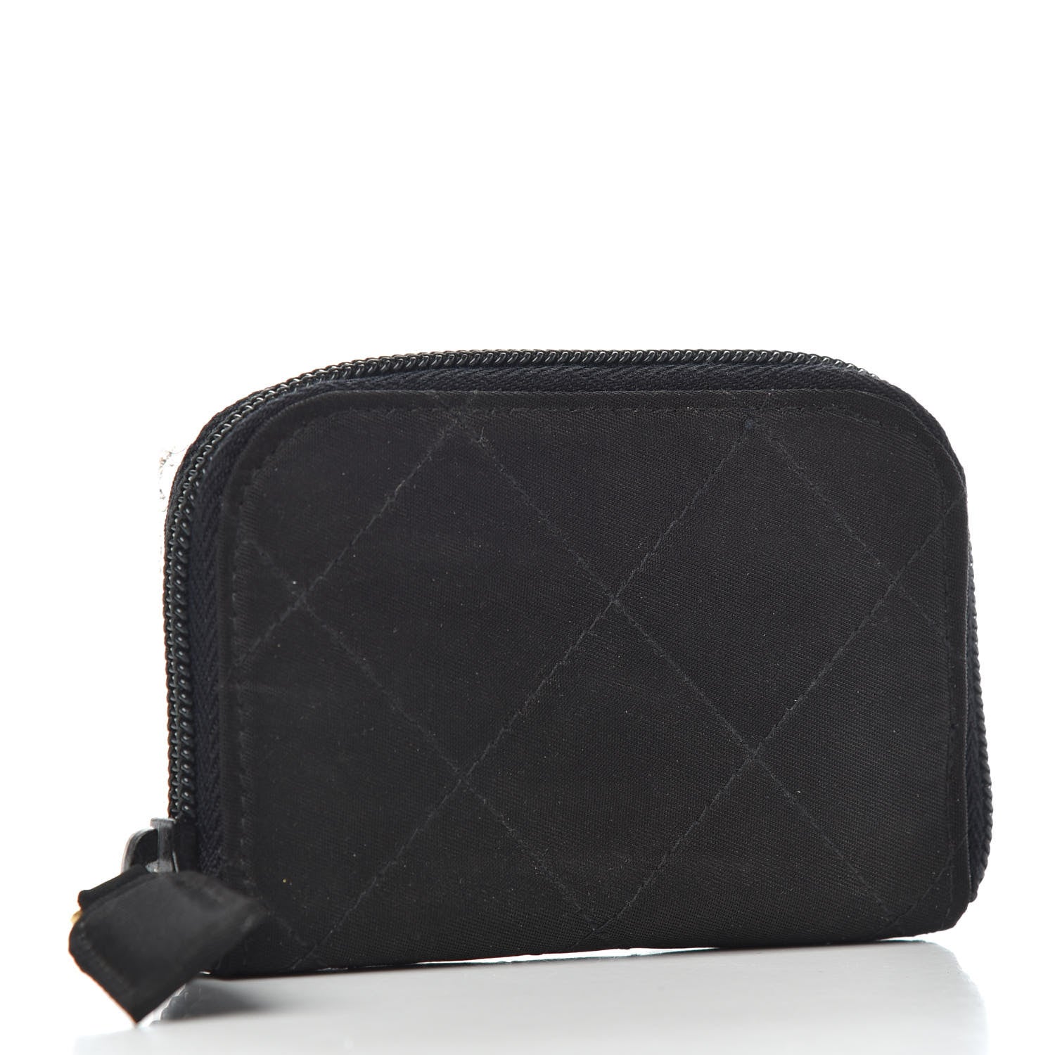 Prada Tessuto Nylon Quilted Compact Zip Around Wallet Black 3 of 7
