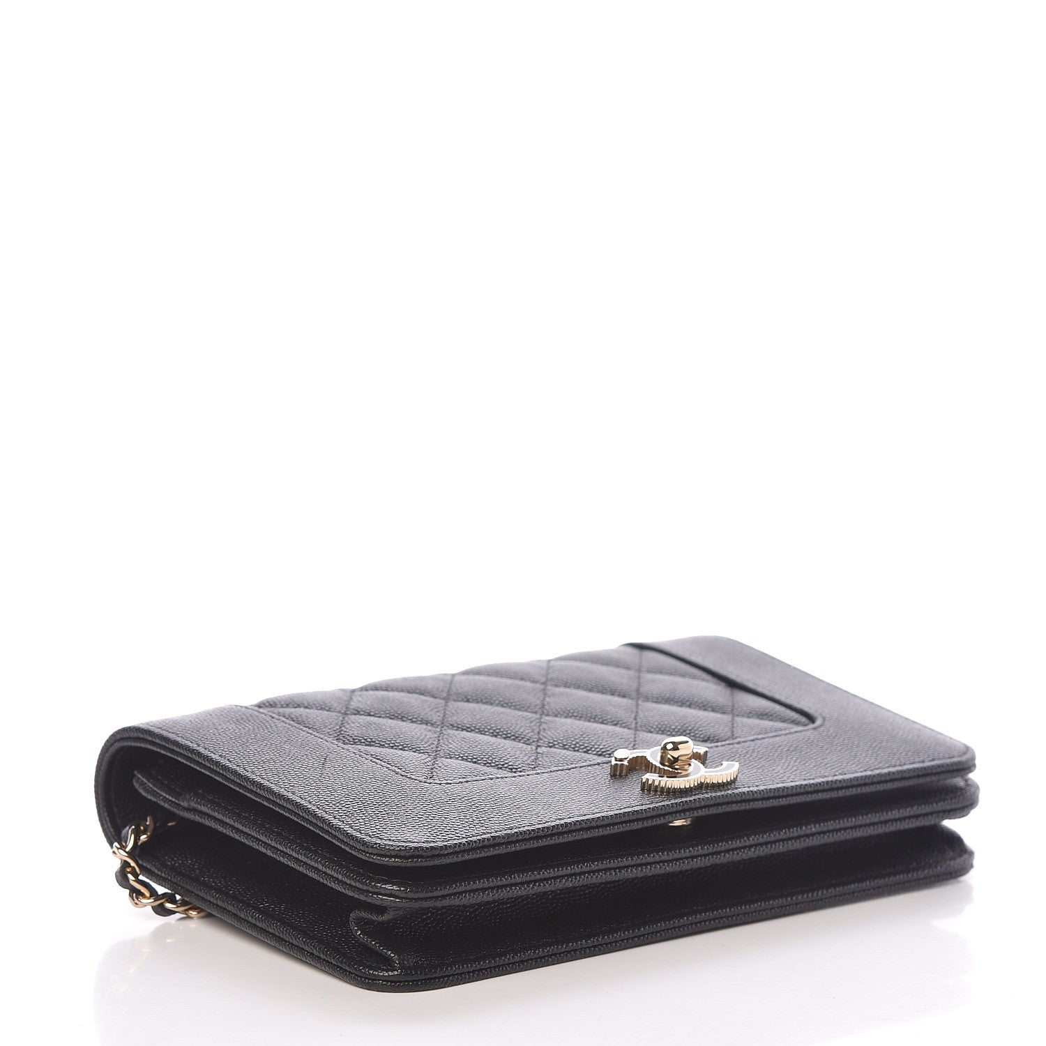 Chanel Caviar Quilted Vintage Mademoiselle Wallet On Chain WOC Black 4 of 12