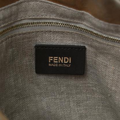 Fendi Pequin Cuoio Vegetale Large Hobo Tobacco Rosso Black 5 of 9