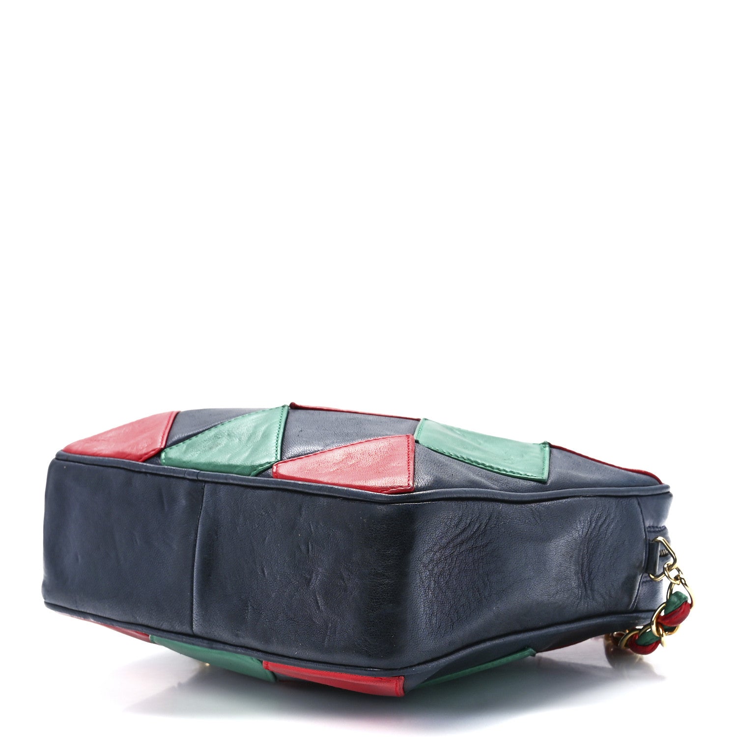 Chanel Lambskin Quilted Patchwork Camera Tassel Bag Navy Green Red 9 of 11