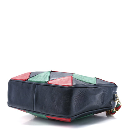 Chanel Lambskin Quilted Patchwork Camera Tassel Bag Navy Green Red 9 of 11