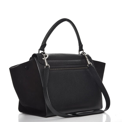 Celine Drummed Calfskin Suede Medium Trapeze Black 4 of 11