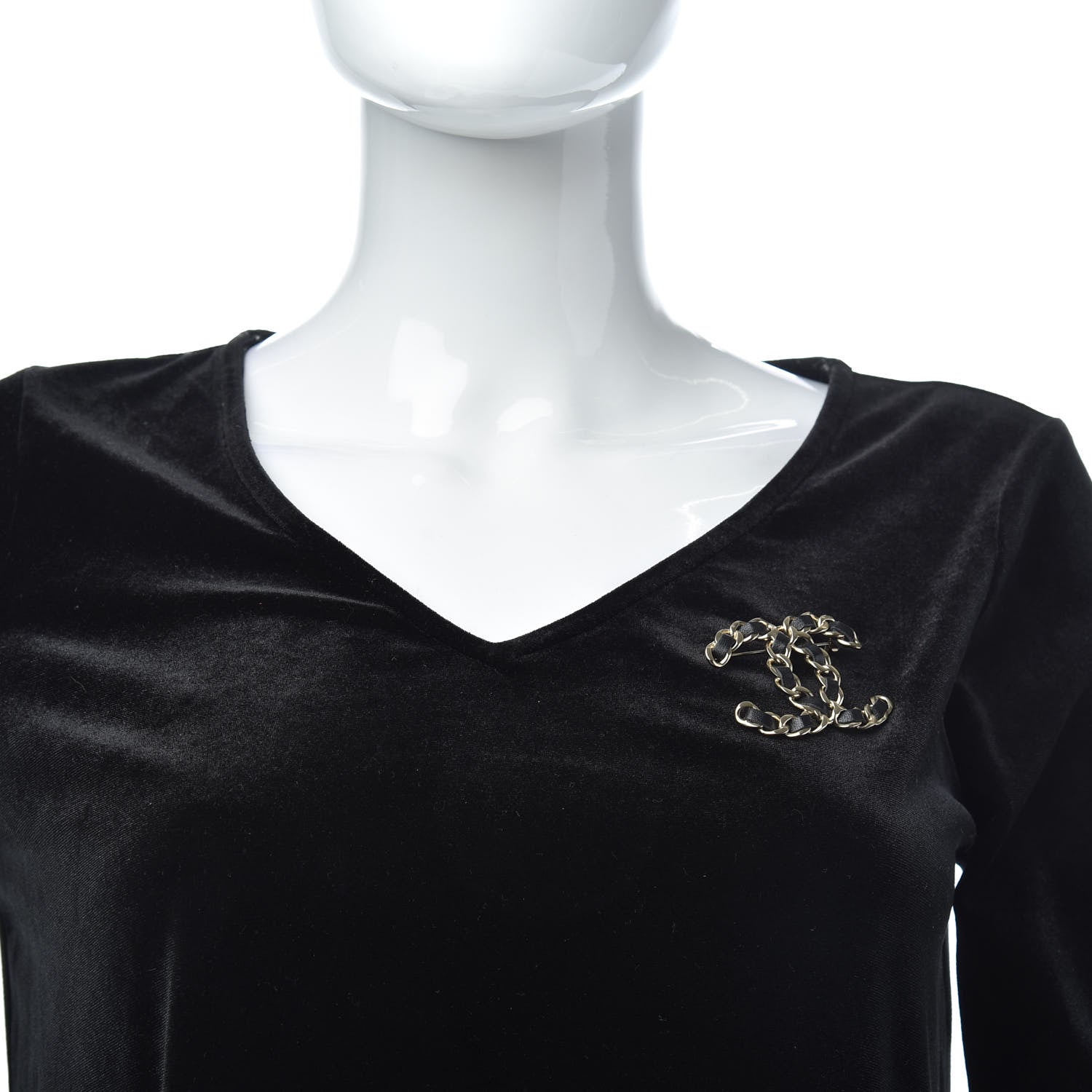 Chanel Lambskin Chain CC Brooch Black Gold 2 of 5