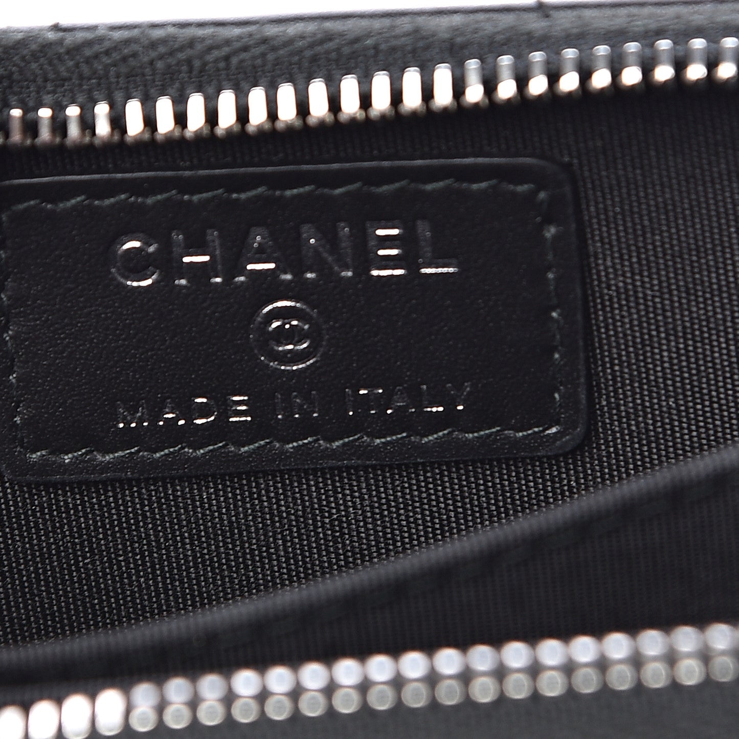 Lambskin Camellia Embossed Studded Zip Coin Purse Black