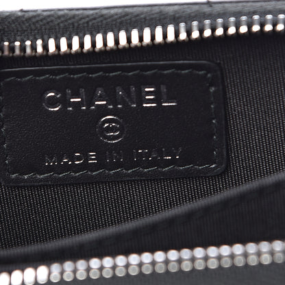 Chanel Lambskin Camellia Embossed Studded Zip Coin Purse Black 6 of 8