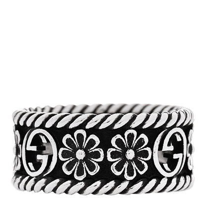Gucci Sterling Silver Interlocking G Flower Ring 50 5.25 3 of 6