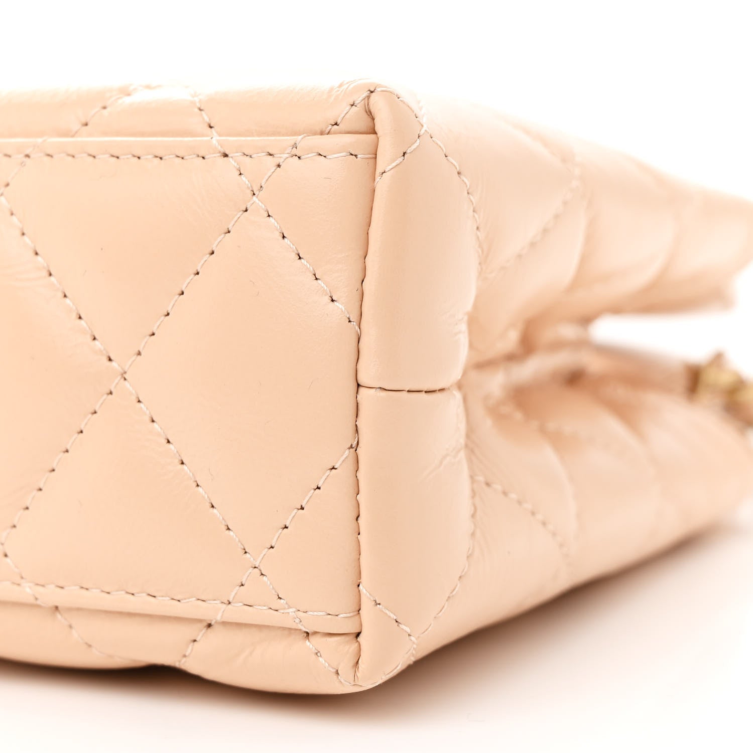 Chanel Shiny Aged Calfskin Quilted Nano Kelly Shopper Beige 10 of 11