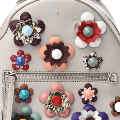 Fendi Vitello Dolce Flowerland Studded Mini Backpack Grigio Polvere Multicolor 17 of 17