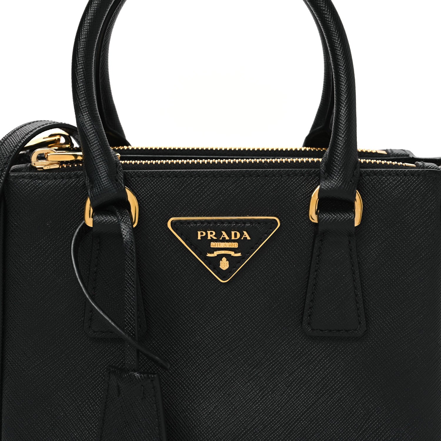 Prada Saffiano Lux Mini Galleria Double Zip Tote Black 1831212