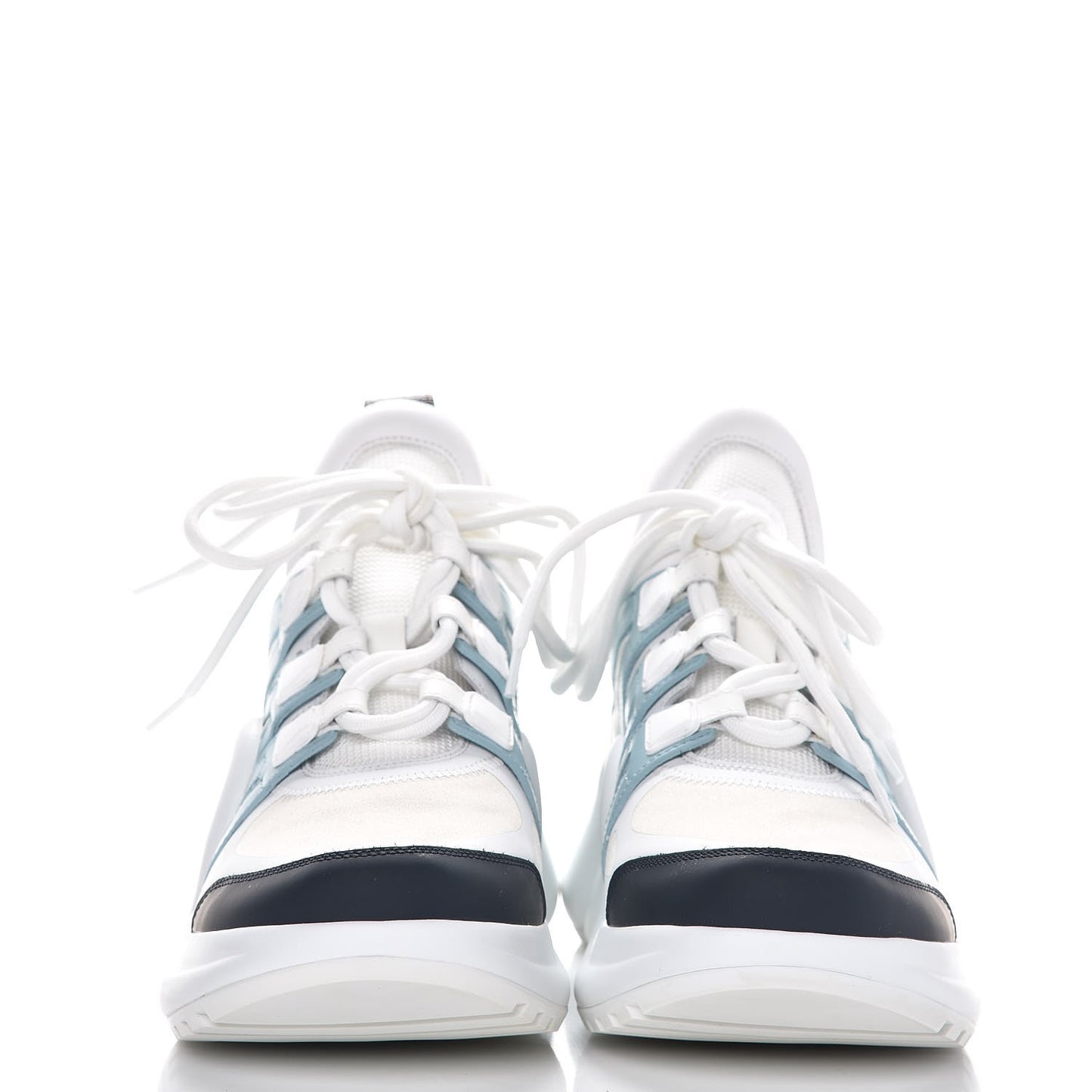 Calfskin Technical Nylon LV Archlight Sneakers 38.5 White Blue Gris