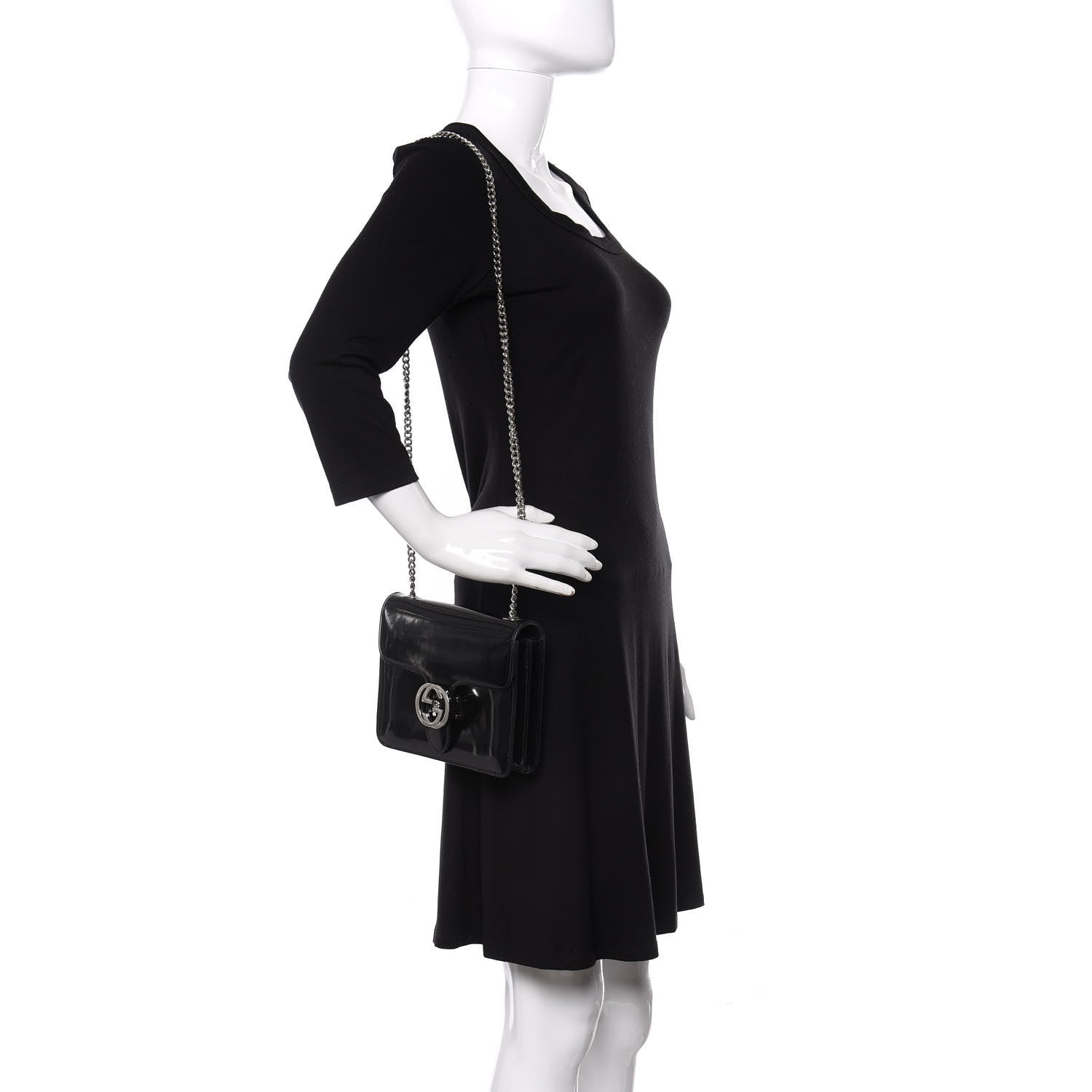 Gucci Shade Lux Calfskin Small Interlocking G Shoulder Bag Black 2 of 9