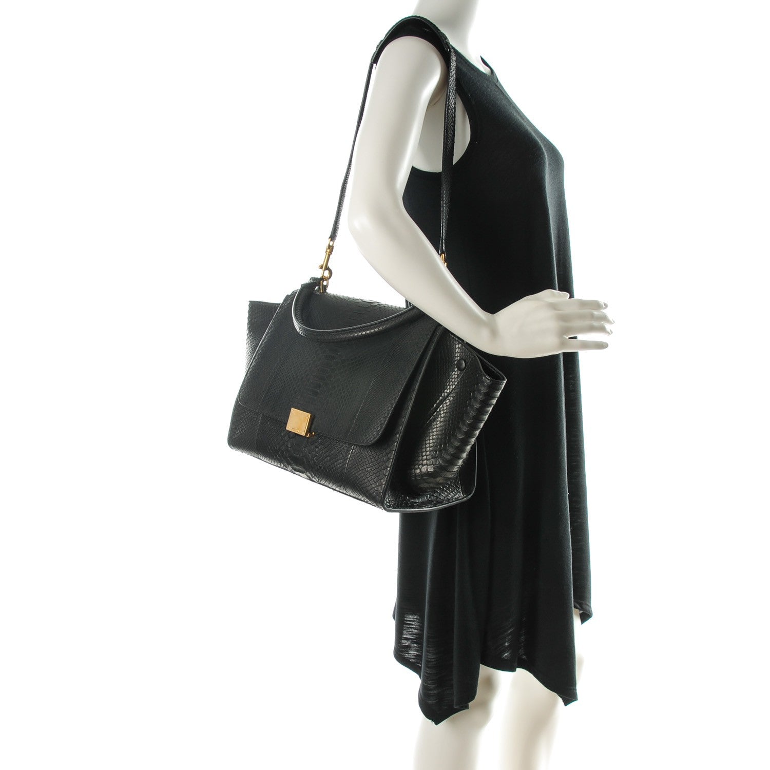 Celine Python Medium Trapeze Black 2 of 8