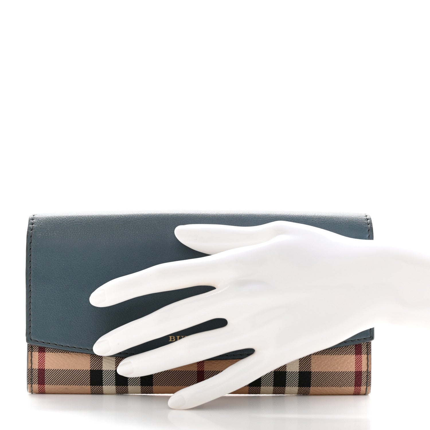 Burberry Calfskin Haymarket Check Henley Wallet Eucalyptus Grey 2 of 7