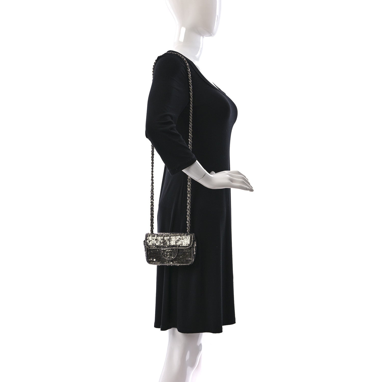 Chanel Sequin Micro Flap Dark Silver 3 of 10