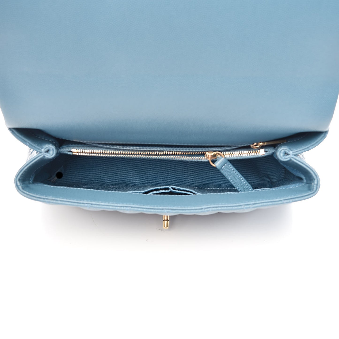 Caviar Quilted Small Coco Handle Flap Blue