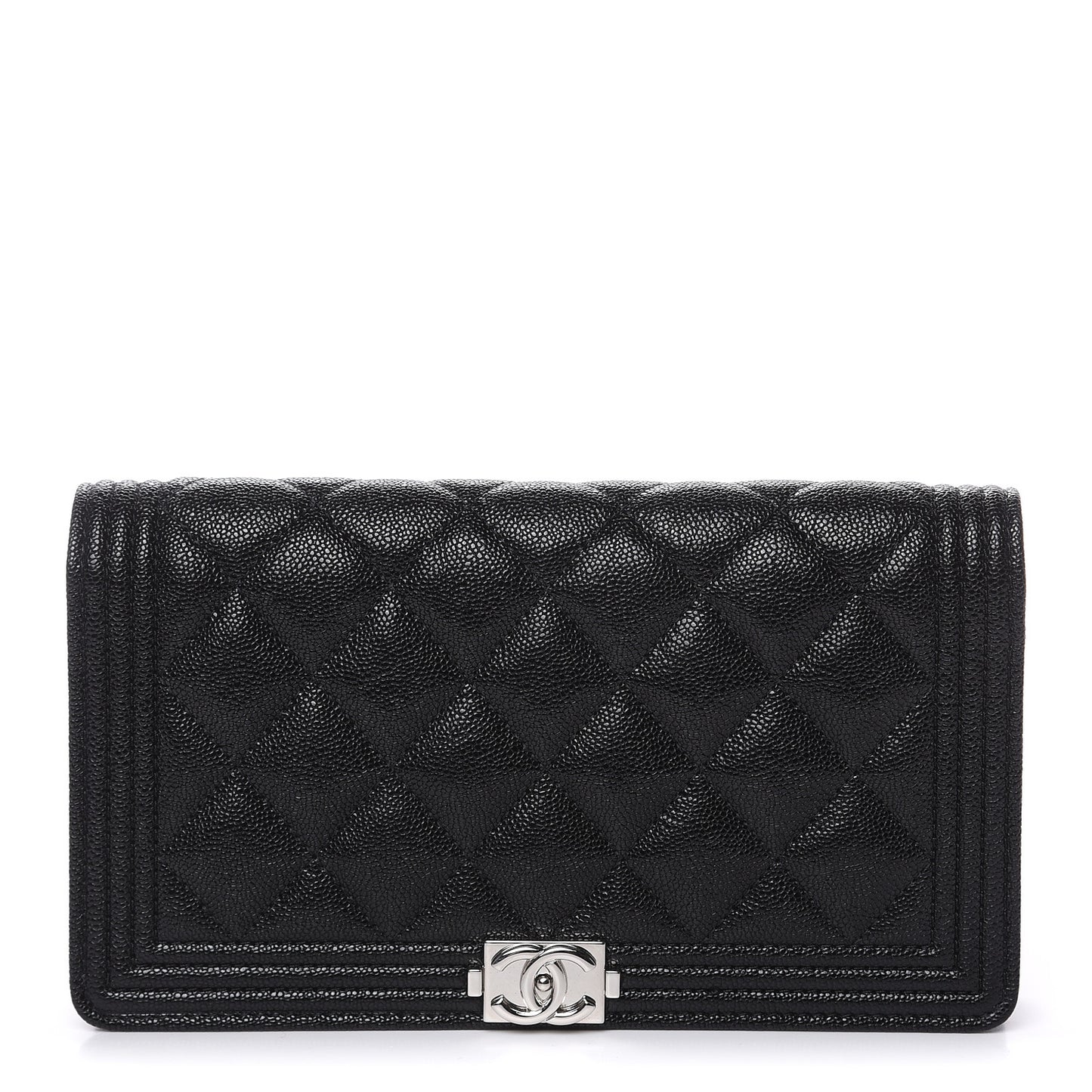 Caviar Quilted Boy Yen Wallet Black