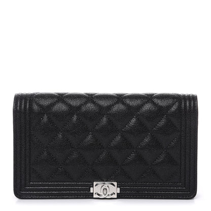Chanel Caviar Quilted Boy Yen Wallet Black 1 of 9