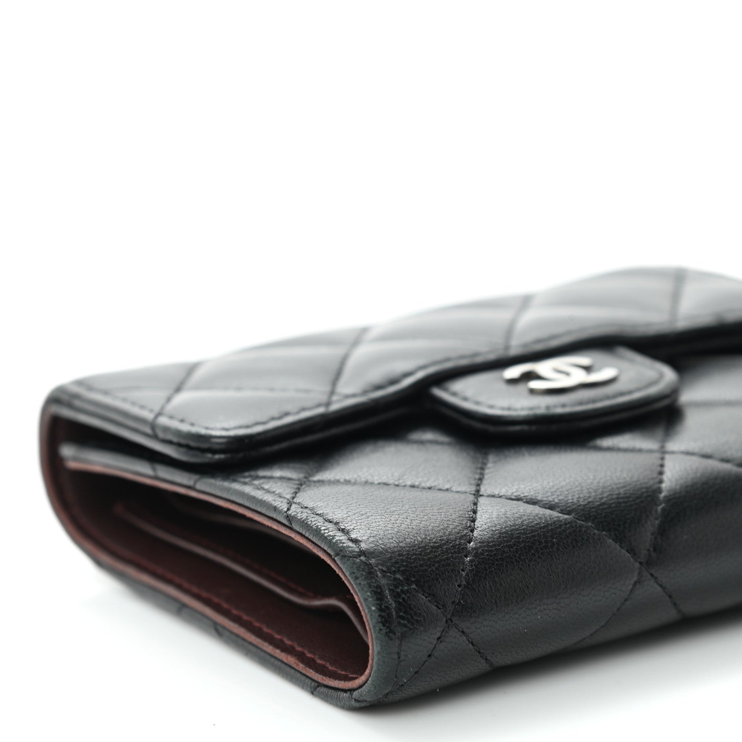 Chanel Lambskin Quilted Compact Flap Wallet Black 6 of 11