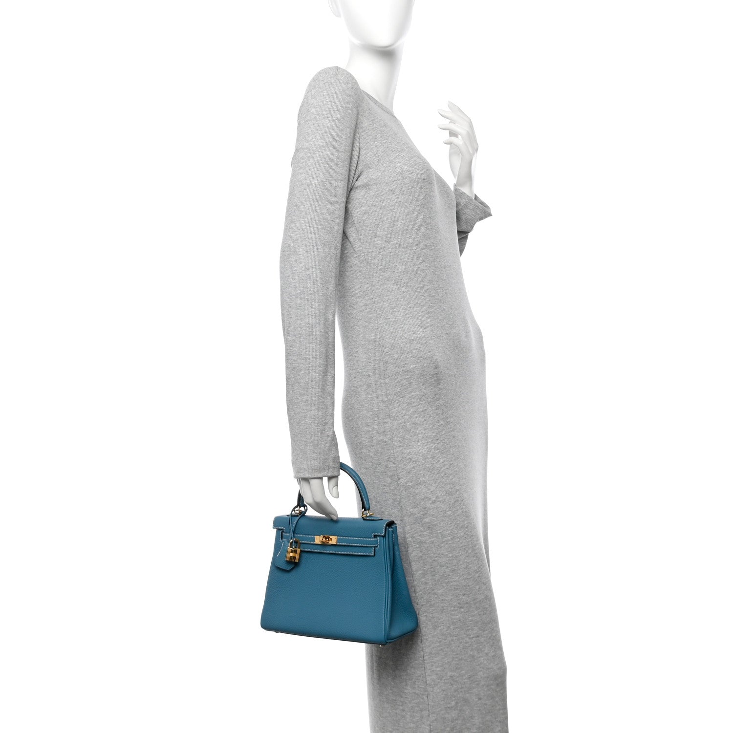 Hermes Togo Kelly Retourne 25 New Blue Jean 2 of 11