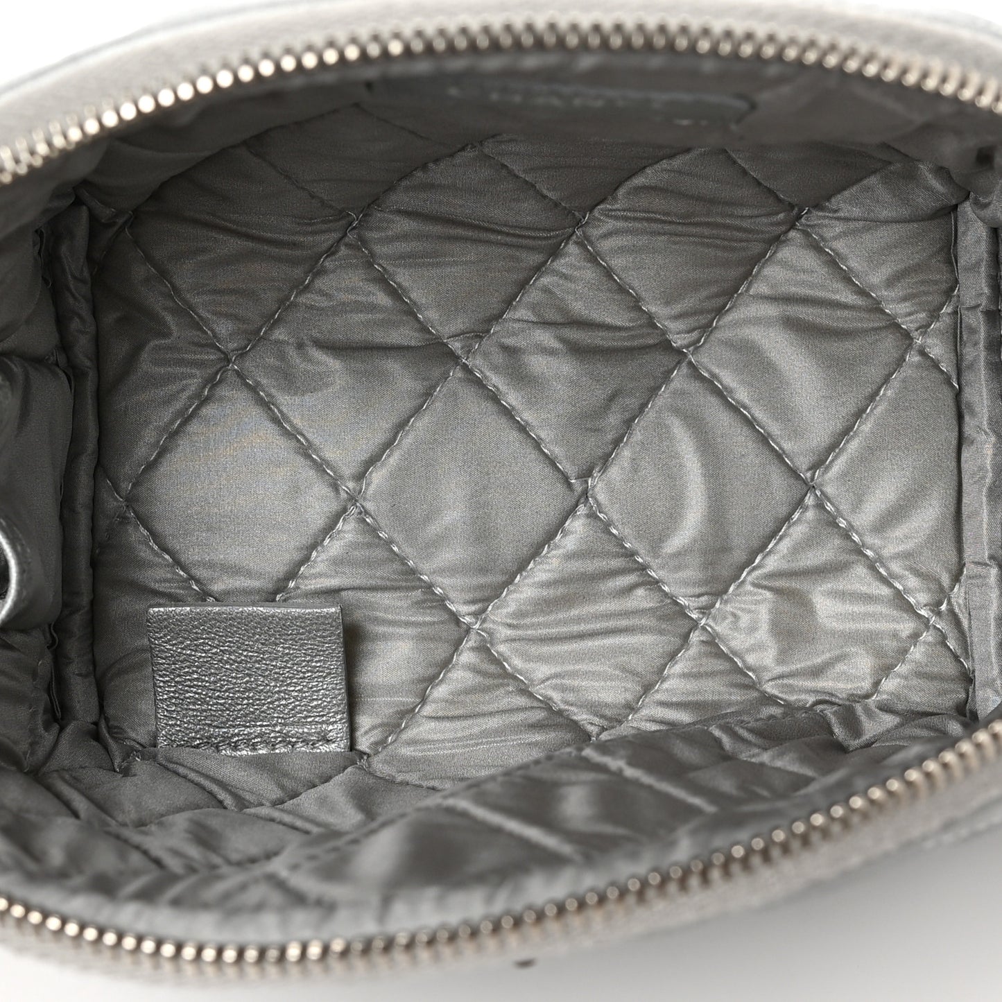 Metallic Lambskin Quilted Reissue Cosmetic Case Silver