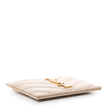 Saint Laurent Grain De Poudre Matelasse Chevron Monogram Credit Card Case Cork 4 of 8