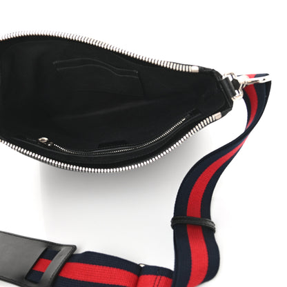 Gucci GG Supreme Monogram Appia Calfskin Web Flat Messenger Bag Black Grey 4 of 10