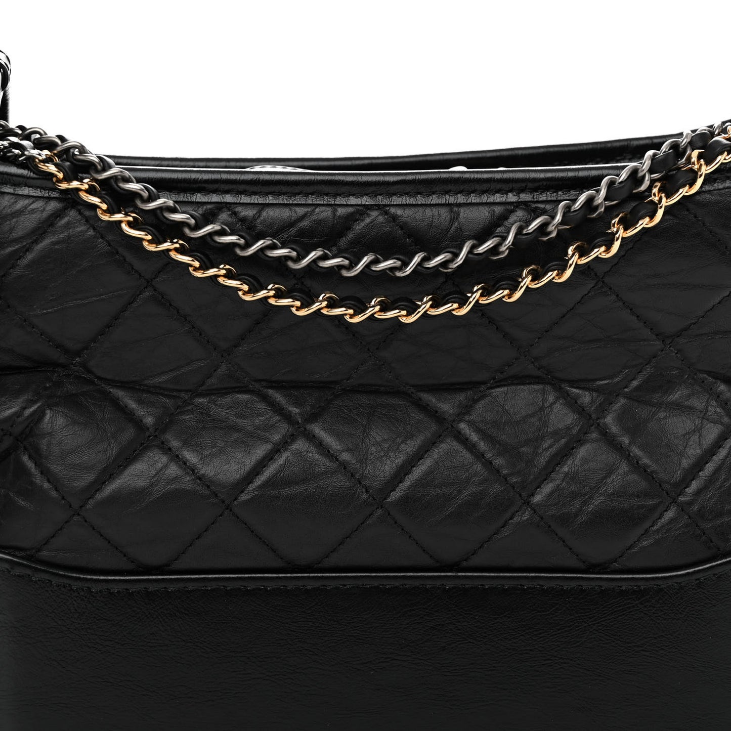 Aged Calfskin Quilted New Medium Gabrielle Hobo Black