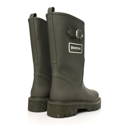 Louis Vuitton Rubber Calfskin Territory Flat Boots 38 Khaki 4 of 9
