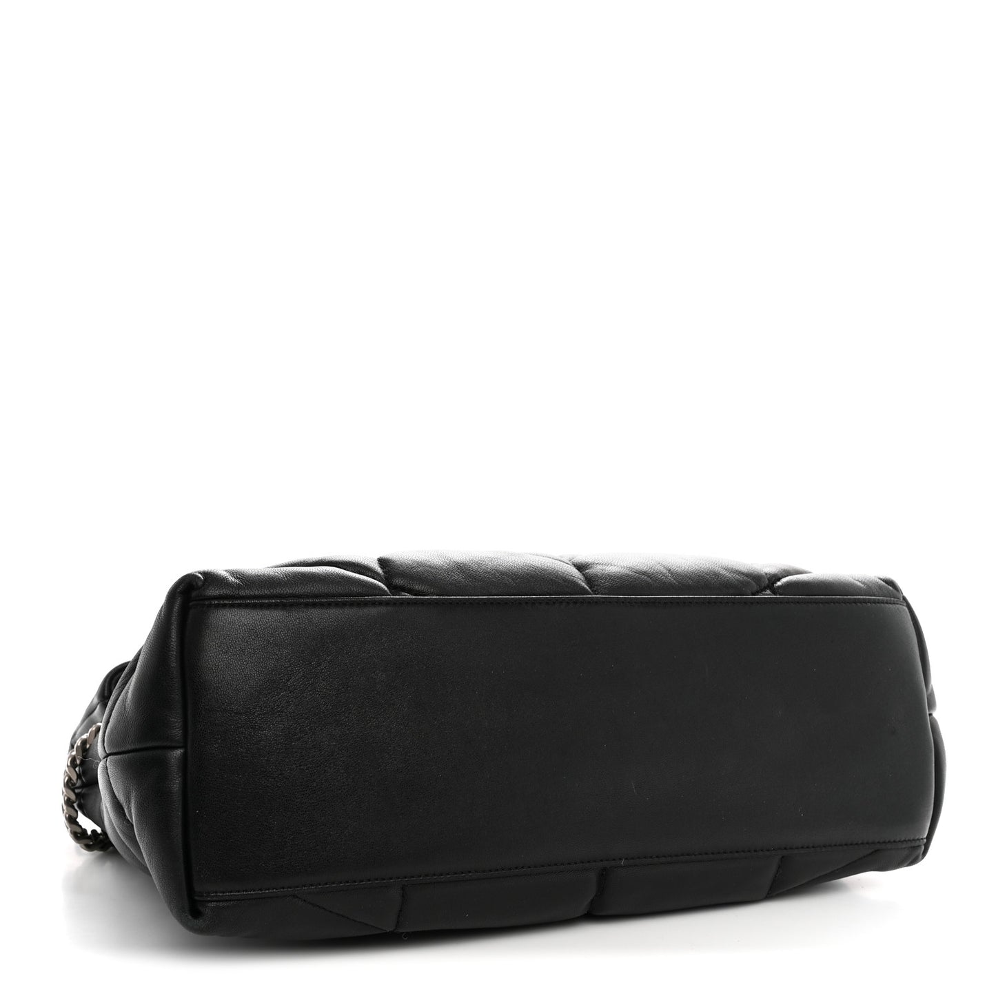 Lambskin Quilted Medium Loulou Puffer Monogram Chain Satchel Black
