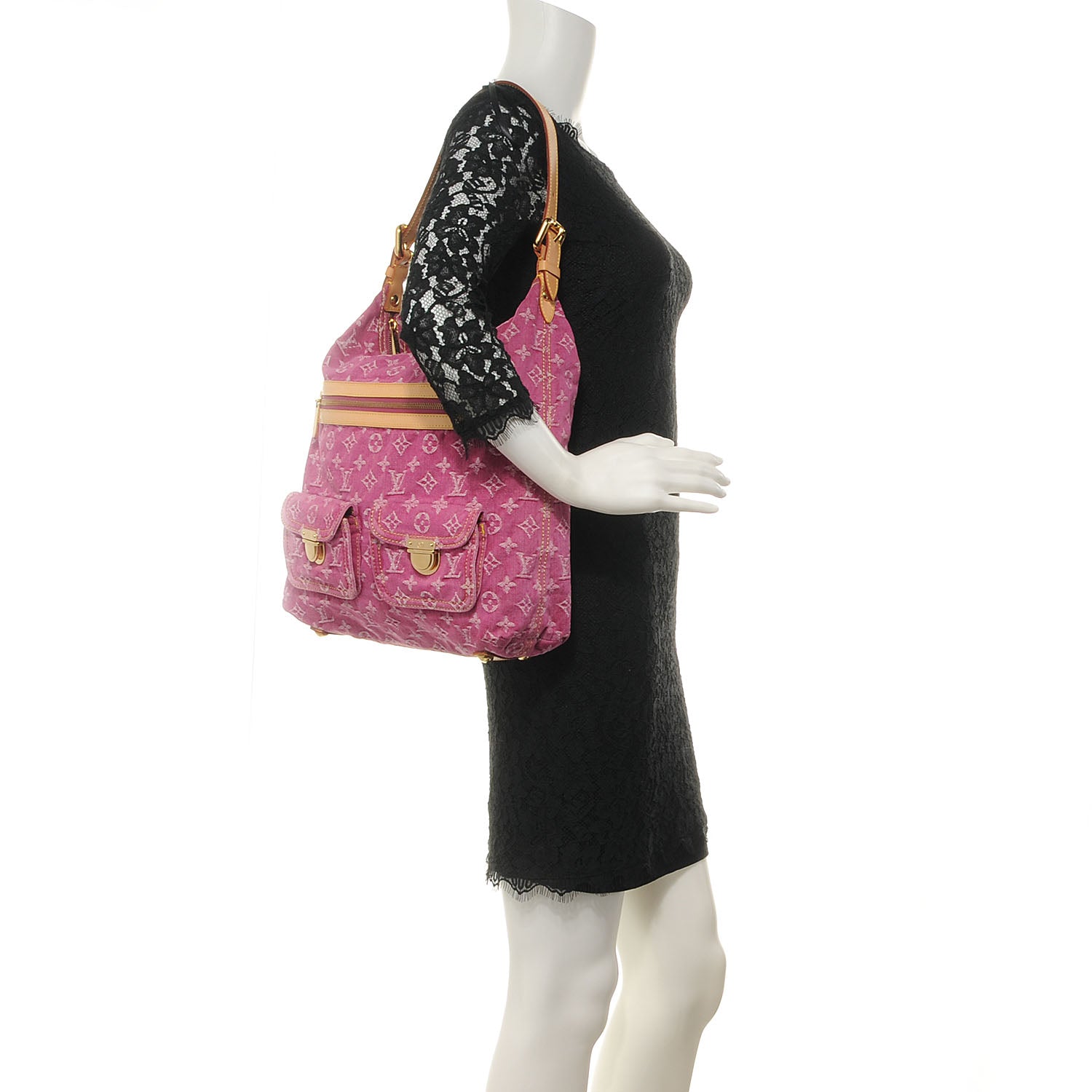 Louis Vuitton Denim Baggy GM Fuchsia 2 of 8
