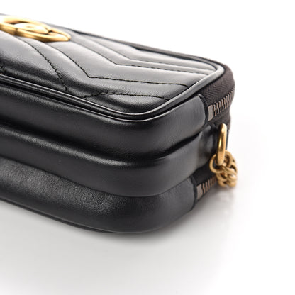 Gucci Calfskin Matelasse Mini GG Marmont Chain Crossbody Bag Black 8 of 8