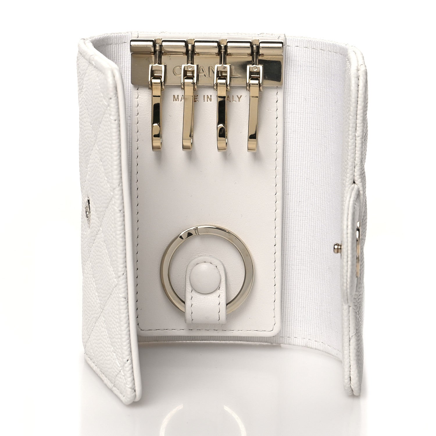 Chanel Caviar Quilted Classic 4 Key Holder Wallet White 5 of 10