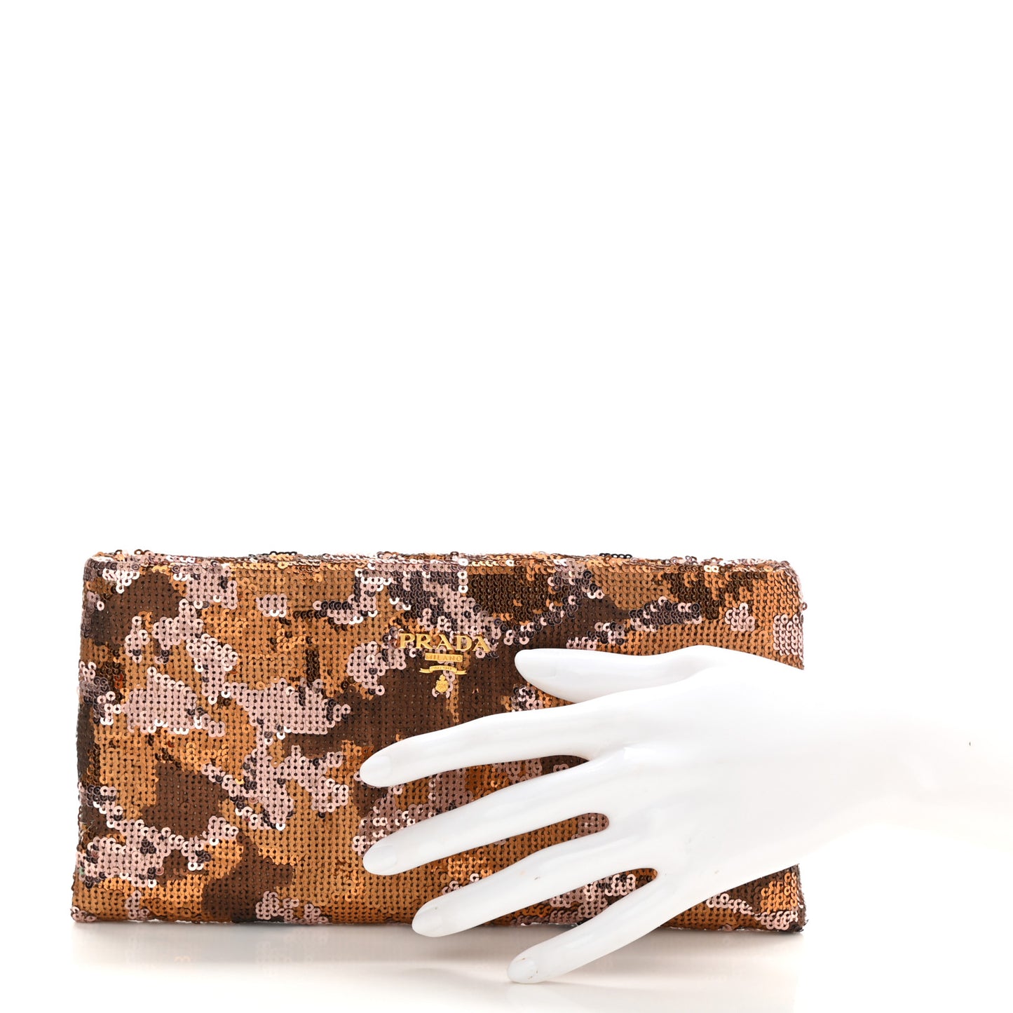 Sequin Camouflage Pochette Clutch Bronze Multicolor
