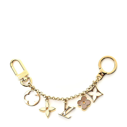 Louis Vuitton Brass Enamel Fleur De Monogram Bag Charm Chain Gold 1 of 5