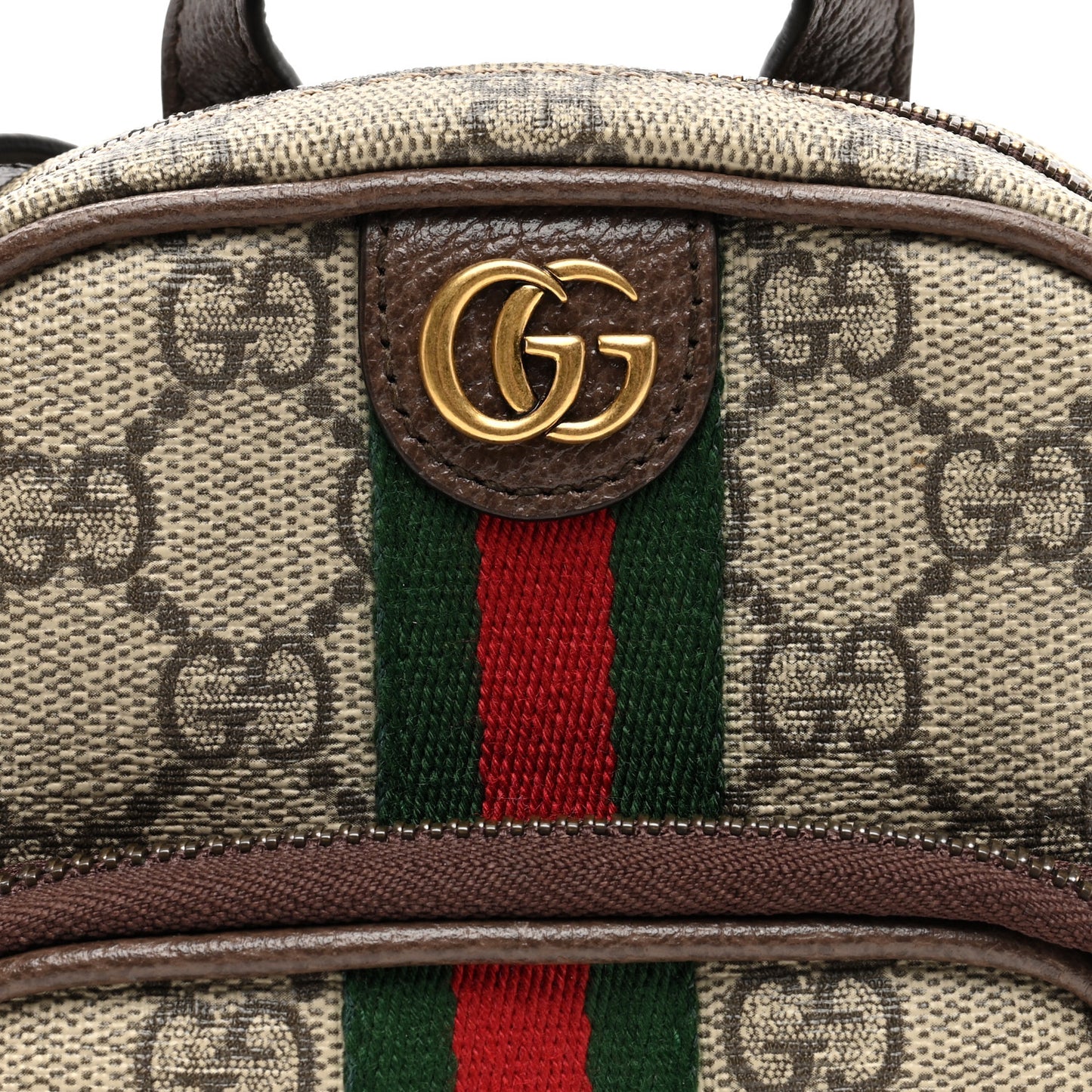 GG Supreme Monogram Web Mini Ophidia Double Zip Messenger Bag Beige New Acero