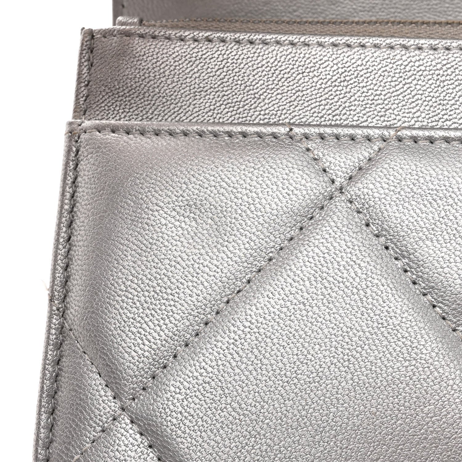 Chanel Metallic Goatskin Quilted Chanel 19 Wallet On Chain WOC Silver 13 of 14
