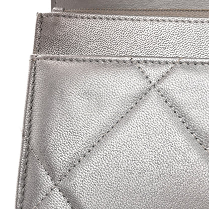Chanel Metallic Goatskin Quilted Chanel 19 Wallet On Chain WOC Silver 13 of 14