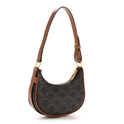 Celine Canvas Calfskin Mini Ava Triomphe Shoulder Bag Tan 3 of 12