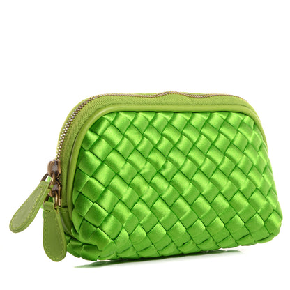 Bottega Veneta Silk Intrecciato Small Cosmetic Case Green Apple 3 of 9