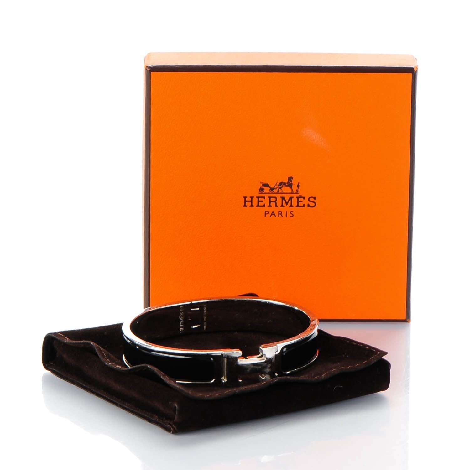 Hermes Enamel Narrow Clic Clac H Bracelet GM Black 5 of 6
