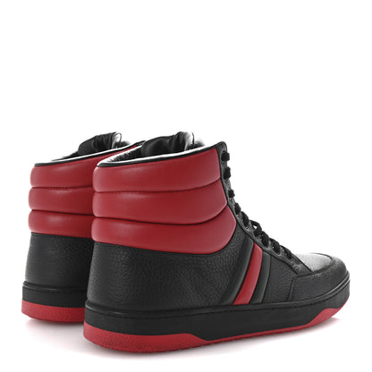 Gucci Calfskin Web Mens High Top Sneakers 11 Black Red Green 5 of 10