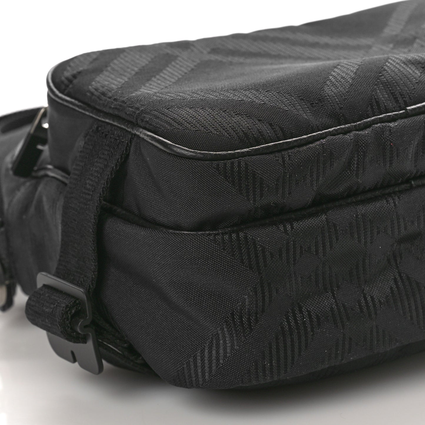 Nylon Jacquard Pocket Crossbody Bag Black Black