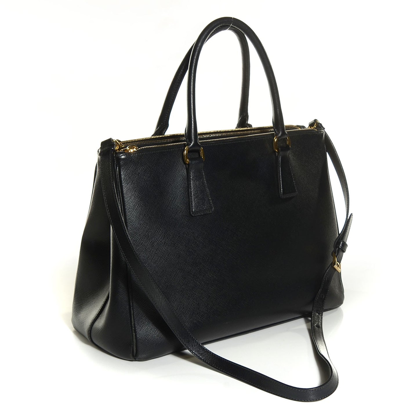 Saffiano Lux Medium Double Zip Tote Nero Black