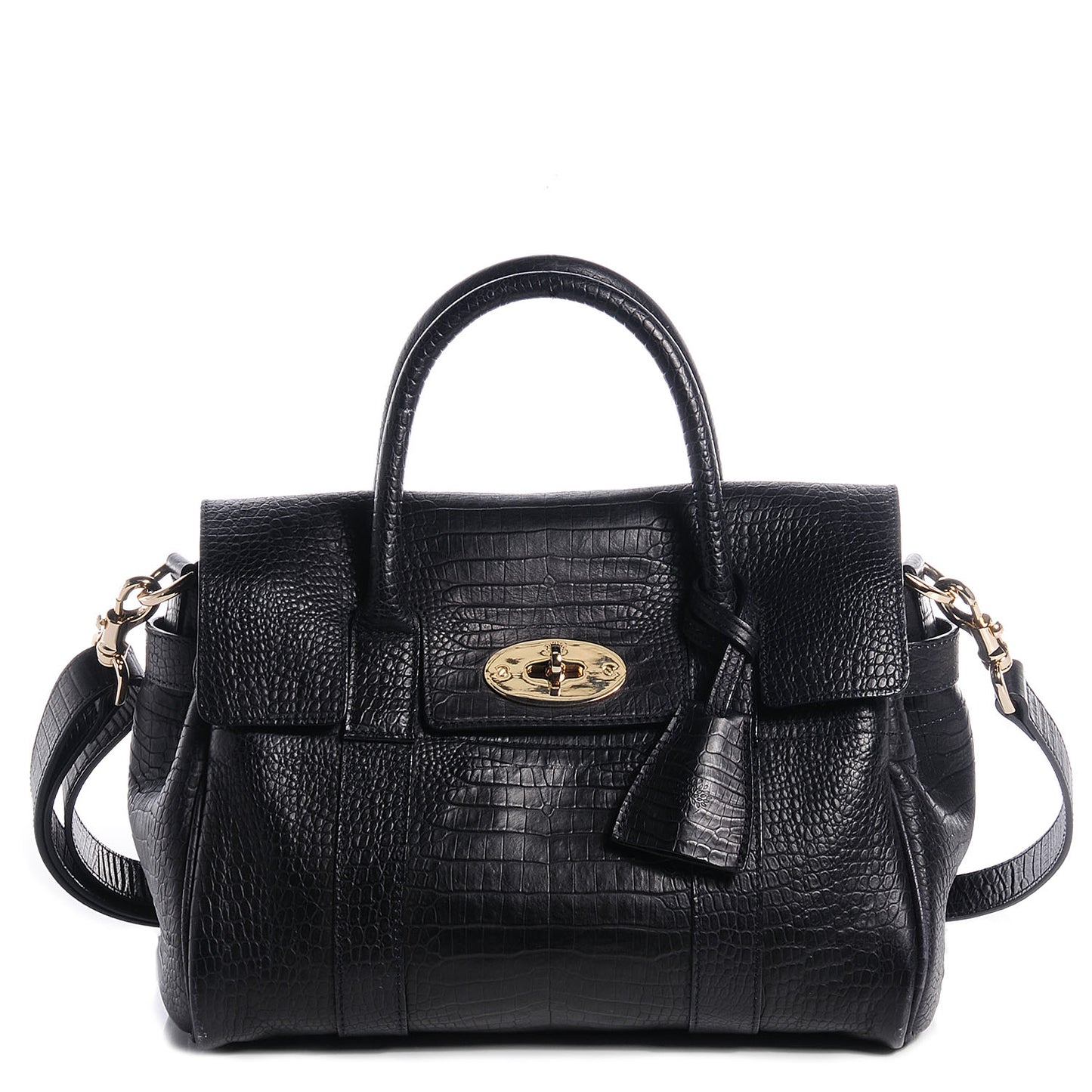 Mini Croc Print Small Bayswater Satchel Black