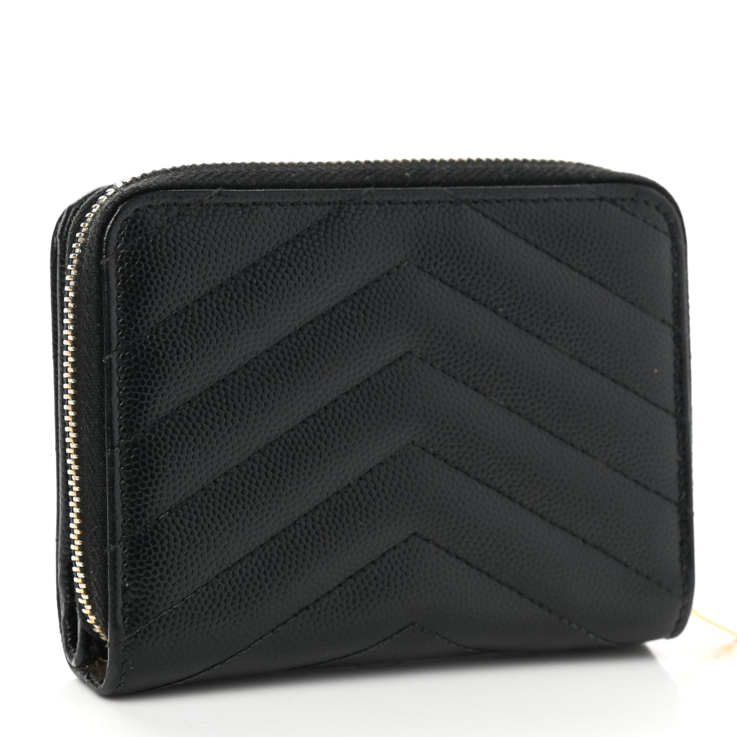 Grain De Poudre Matelasse Chevron Monogram Compact Zip Around Wallet Black
