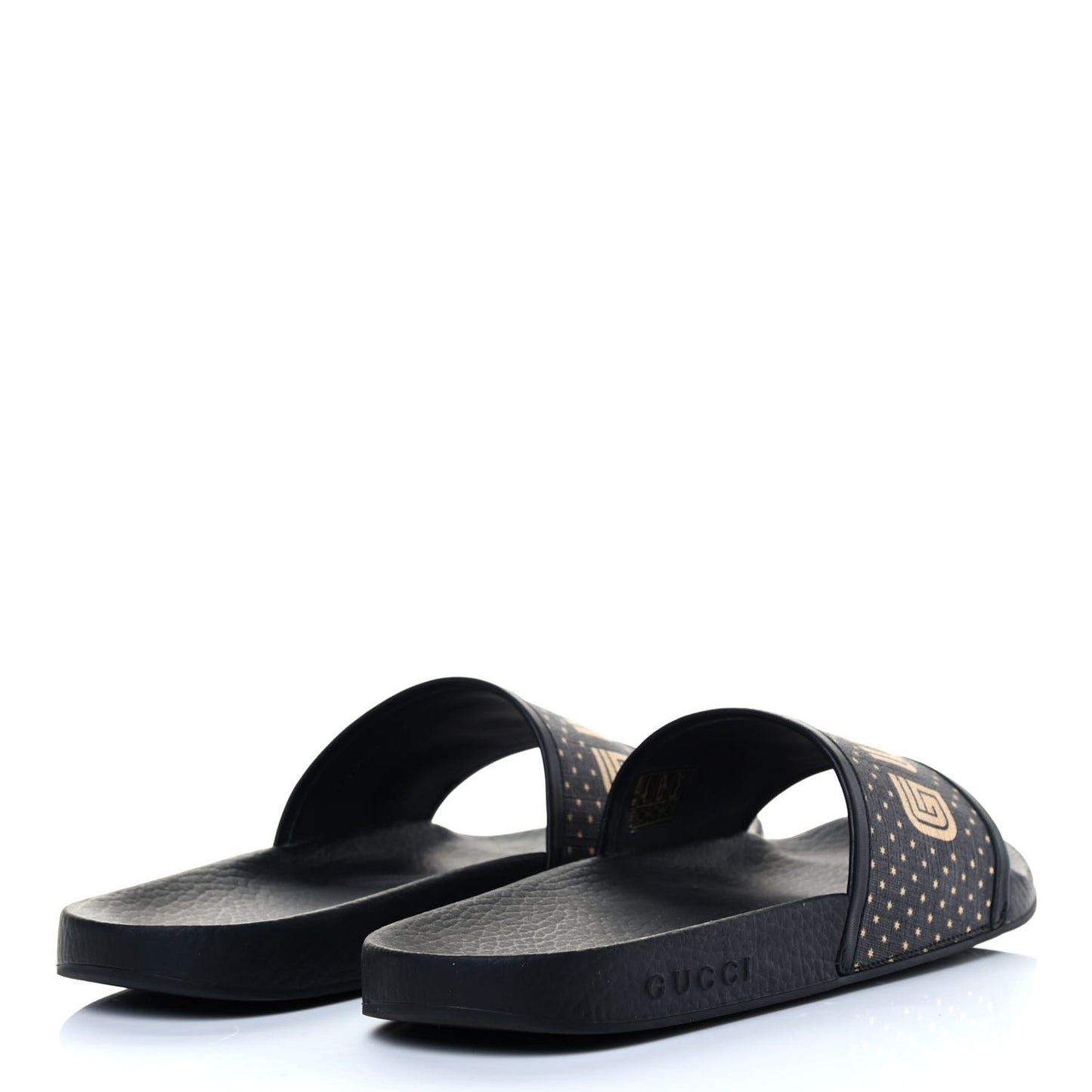 X SEGA Supreme Canvas GUCCY Stars Womens Slide Sandals 41 Black Gold