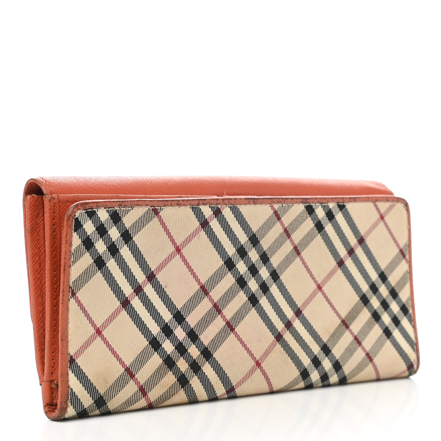 Burberry Calfskin House Check Continental Flap Wallet Orange 3 of 22