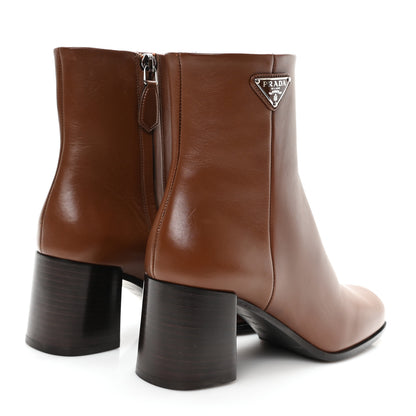 Prada Vitello Triangle Ankle Boots 36.5 Cognac 5 of 9