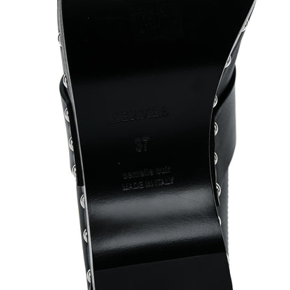 Hermes Calfskin Calya Mules 37 Black 6 of 14